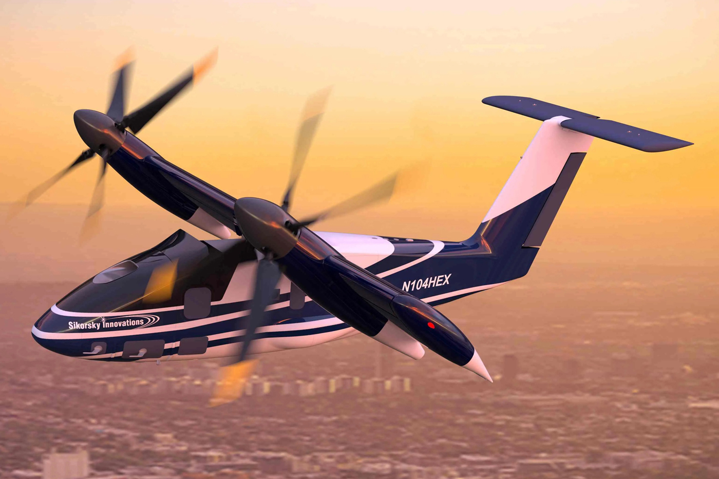 Sikorsky Hex hybrid-electric passenger VTOL concept design aircraft Sikorsky Hex hybrid-electric passenger VTOL concept design aircraft